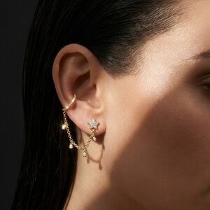 White Zircon Star Ear Cuff in Vermeil Gold Over Sterling Silver 0.50 ctw 1pc ear